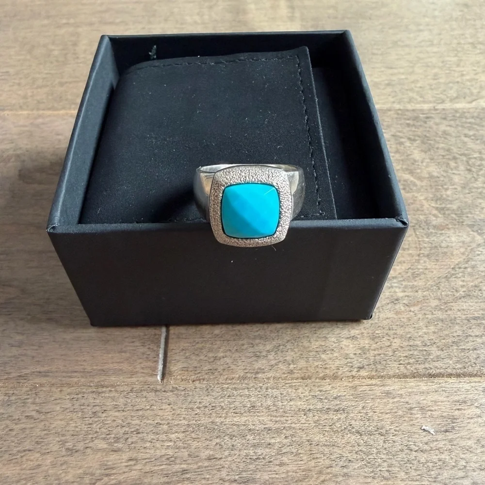 Vintage Carolyn Pollack Silver Ring Blue Turquoise size 5.5